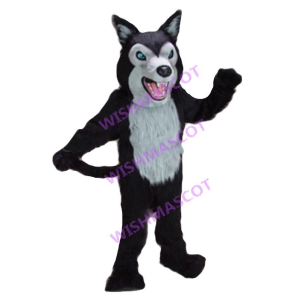 Howling Black Wolf Mascot Costume 