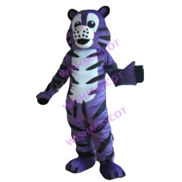 Adult Cartoon Purple Tiger Mascot Costume 