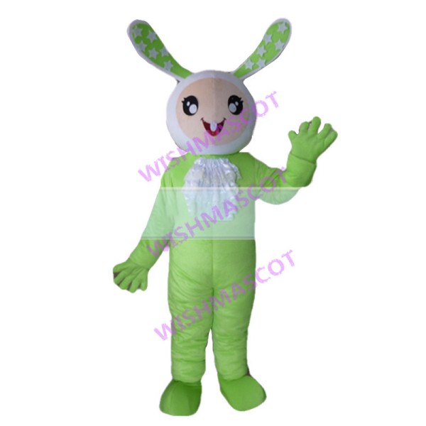 Fantasy Cartoon Green Bunny Mascot Costume 