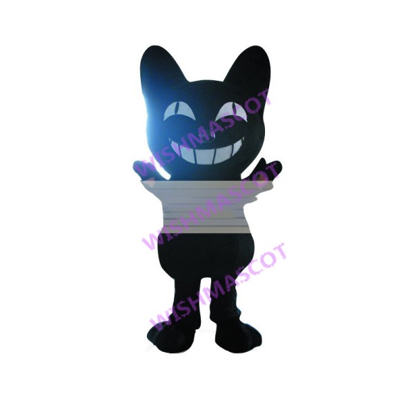 Smiling Cartoon Black Cat Mascot Costume 