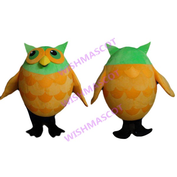 Lightweight Cartoon Green Head Owl Mascot Adult Costume 