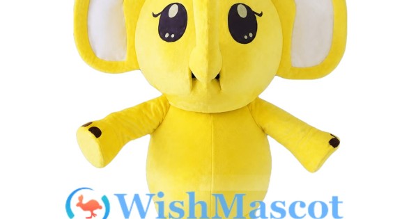 Cute Yellow Elephant With Yellow Bow Hairpin Mascot Costume
