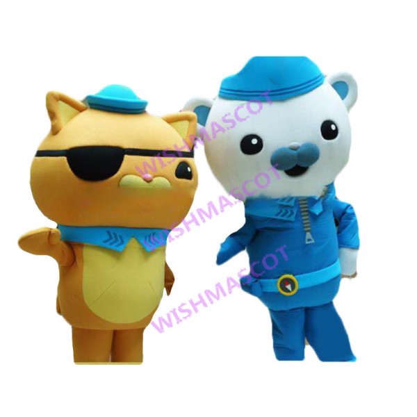 Barnacles the Brave Polar Bear Captain & Kwazii the daredevil Cat Mascot Costume 