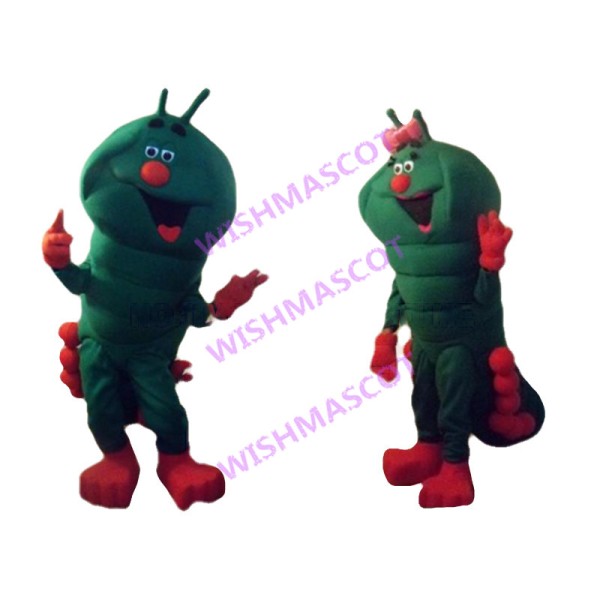 Lovely Cartoon Lovers Green Caterpillar Mascot Costume 