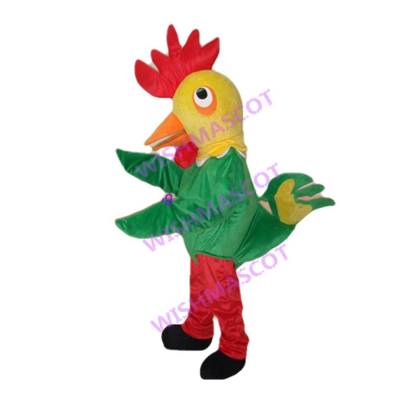 Green Rooster Mascot Adult Costume 