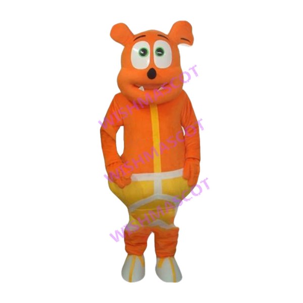 Timid Cartoon Orange Dog Mascot Costume 