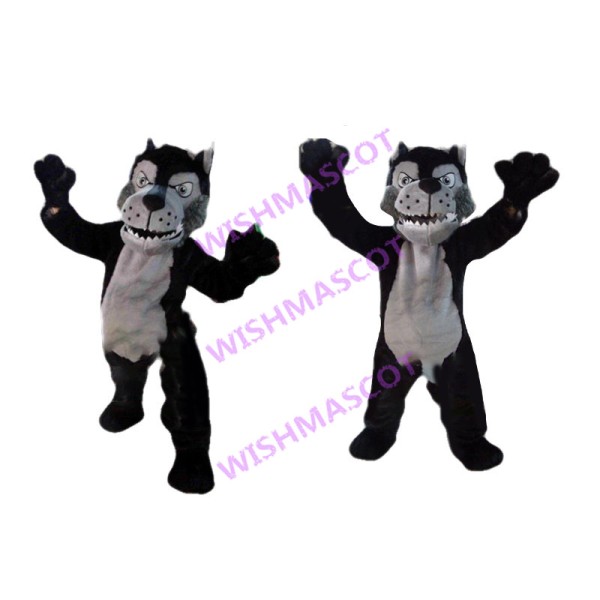 Fierce Black Wolf Mascot Costume 