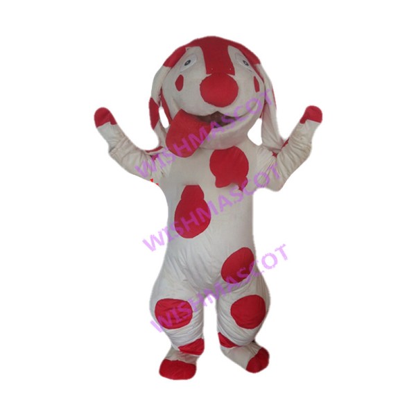 Lovely Red Spotted Dog Mascot Costume 