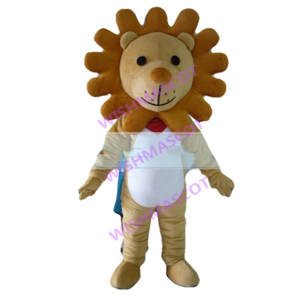 Adult Cartoon Khaki Lion Mascot Costume 