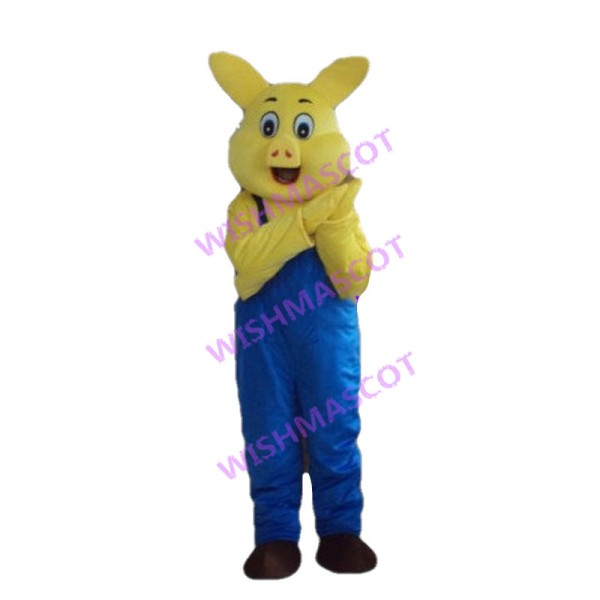 Adult Cartoon Yellow Pig Mascot Costume 