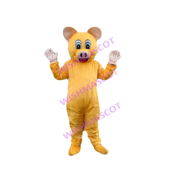 Lovely Cartoon Yellow Pig Mascot Costume 