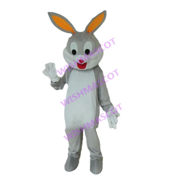 Lovely Cartoon Grey Bunny Mascot Adult Costume 