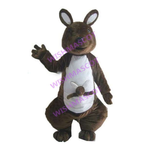 Amiable Kangaroo And Baby In Its Pocket Mascot Costume 