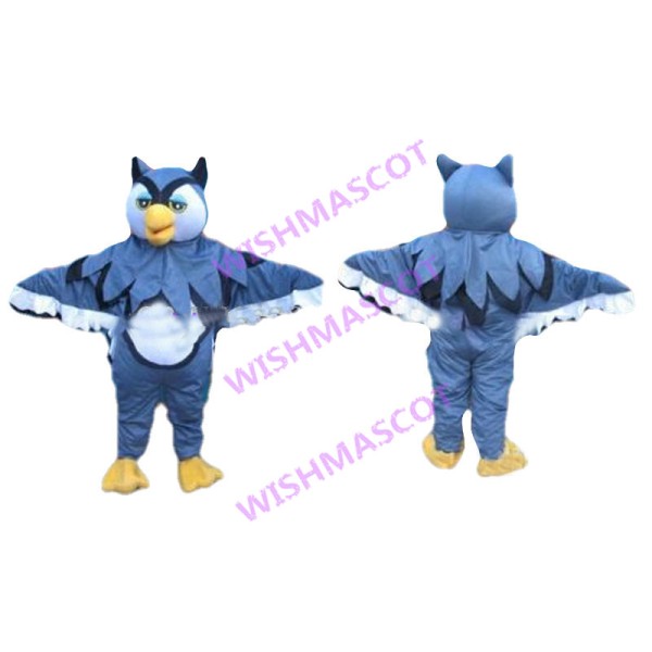 Flying Blue Owl Mascot Costume 