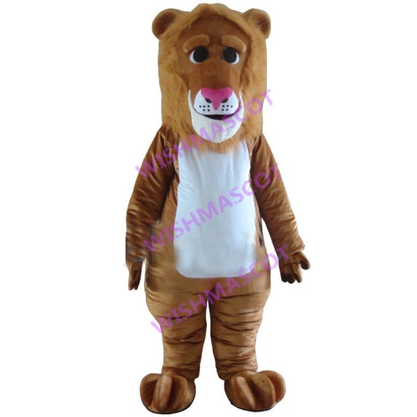 Adult Cartoon Brown Lion Mascot Costume 