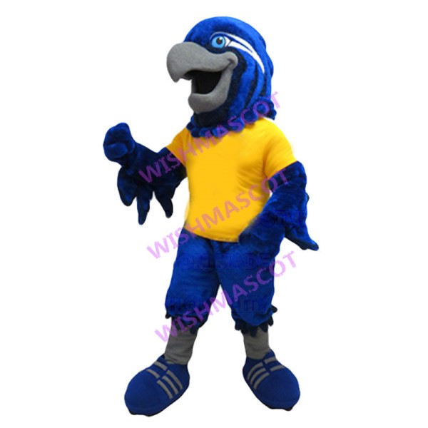 Football Blue Hawk Mascot Costume 