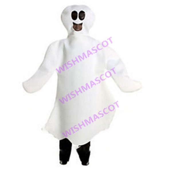White Ghost Mascot Adult Costume For Halloween Party