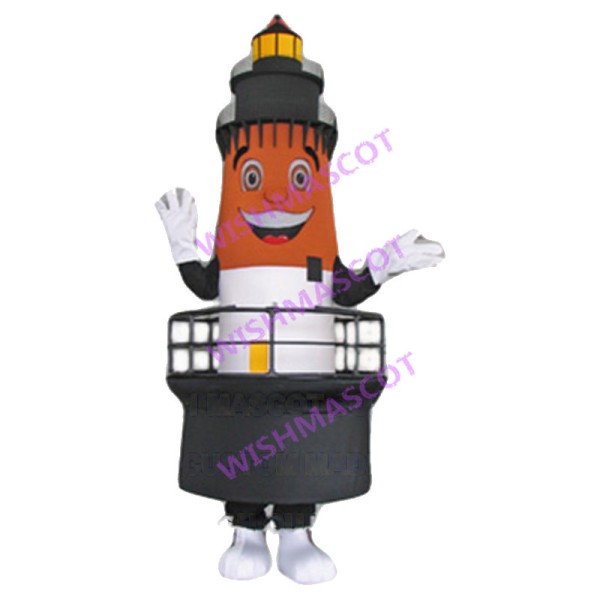 Lightweight Cartoon Orange Lighthouse Mascot Adult Costume For Halloween Party