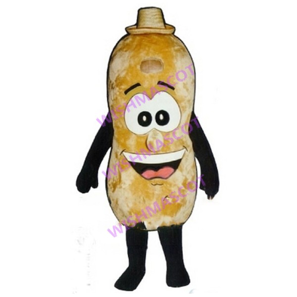 Deluxe Cartoon Peanut With Straw Hat Mascot Adult Costume 