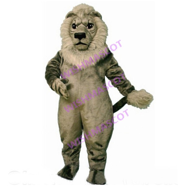 Serious Gray Lion Mascot Costume 