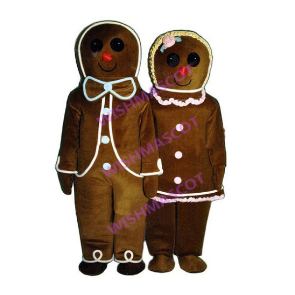 Gingerbread Couple Mascot Costume For Christmas Party