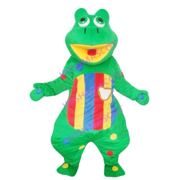 Frog With Colorful Stripes Mascot Costume