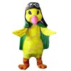 Aviator Bird In Green Cloak Mascot Costume