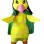 Aviator Bird In Green Cloak Mascot Costume