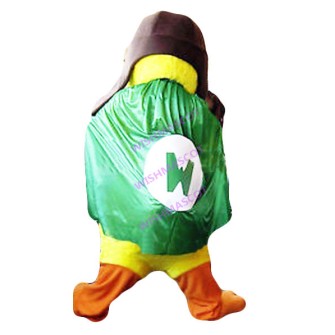 Aviator Bird In Green Cloak Mascot Costume