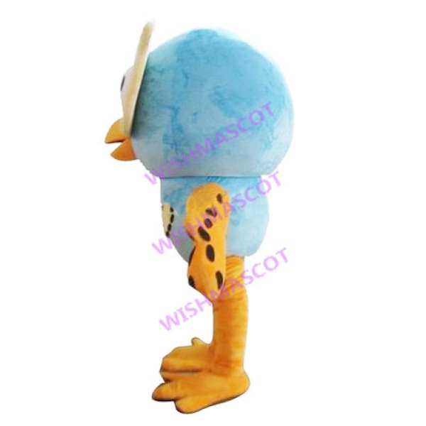 Sky Blue Owl With Love Mascot Costume
