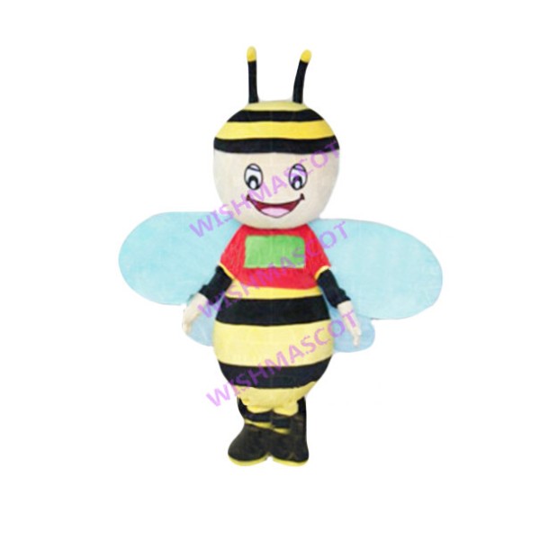 Little Bee Mascot Costume With Blue Wings