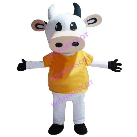 Lifesome Cow Mascot Costume In Yellow Shirt
