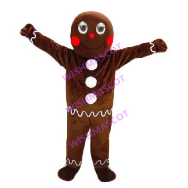 Cheering Blush Gingerbread Man Mascot Costume