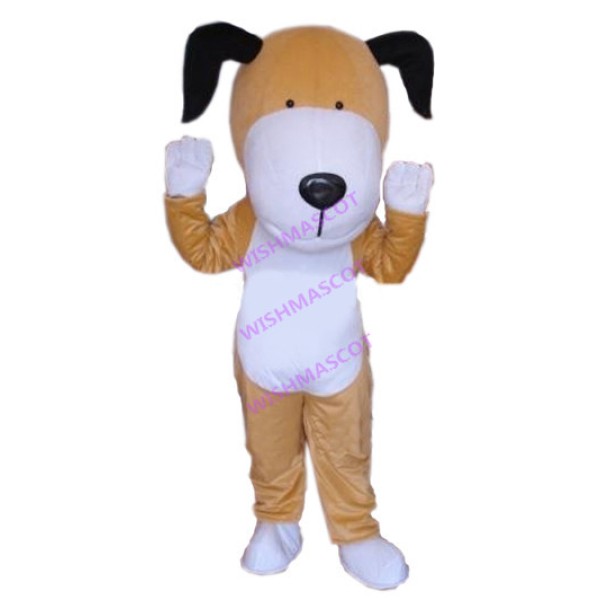 Squinting Cheering Puppy Mascot Costume