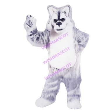Threatening Gray Lead Wolf Mascot Costume
