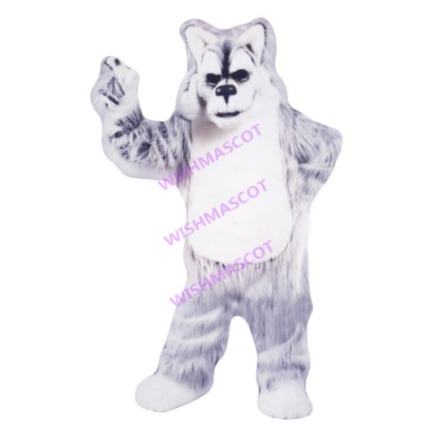 Threatening Gray Lead Wolf Mascot Costume