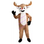 Red Nosed Elk In Good Mood Mascot Costume