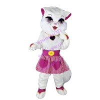 Pursing Beauty White Cat Mascot Costume