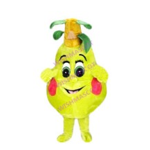 Pear With Green Leaves Mascot Costume