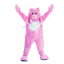 Agitated Celebrating Pink Pig Mascot Costume