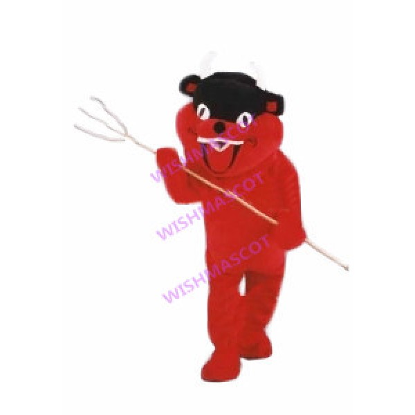 Red Devil Holding Fork Mascot Costume