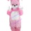 Pink Rabbit With Ears Twitched Mascot Costume