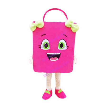 Large Rose Pink Shopping Bag Mascot Costume