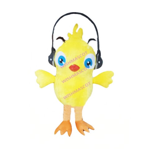 Yellow Headphone Bird Mascot Costume
