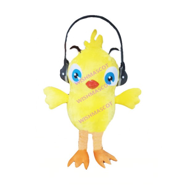 Yellow Headphone Bird Mascot Costume