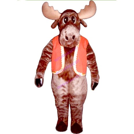Moose In Red Vest Mascot Costume