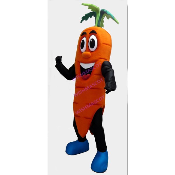 Cartoon Carrot With Leaves Mascot Costume