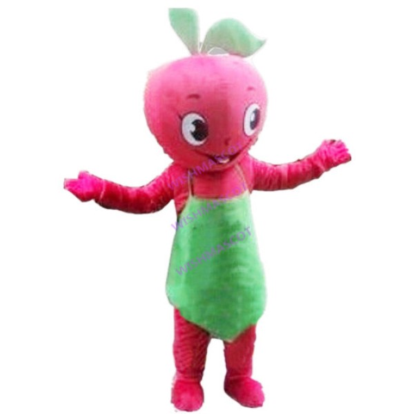 Apple With Green Apron Mascot Costume
