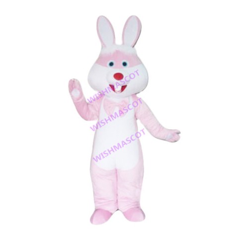 Pink Bow Tie Bunny Mascot Costume