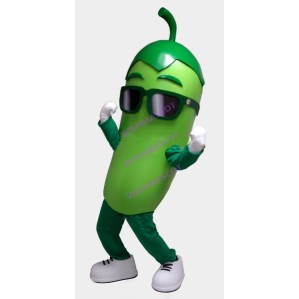 Green Eggplant With Sunglasses Mascot Costume